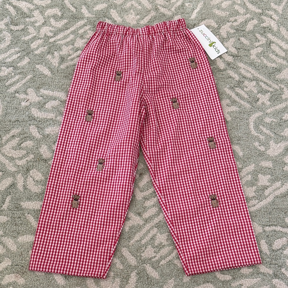 Zuccini Kids Red Gingham with dog Pants